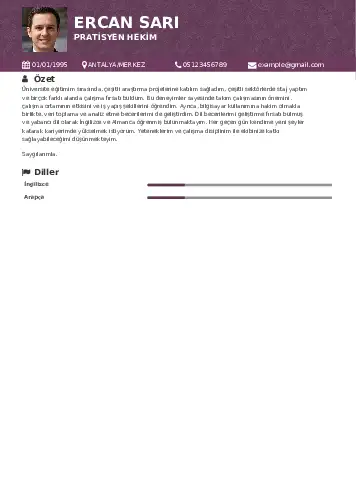 Pratisyen Hekim Cv Örnekleri cv indir